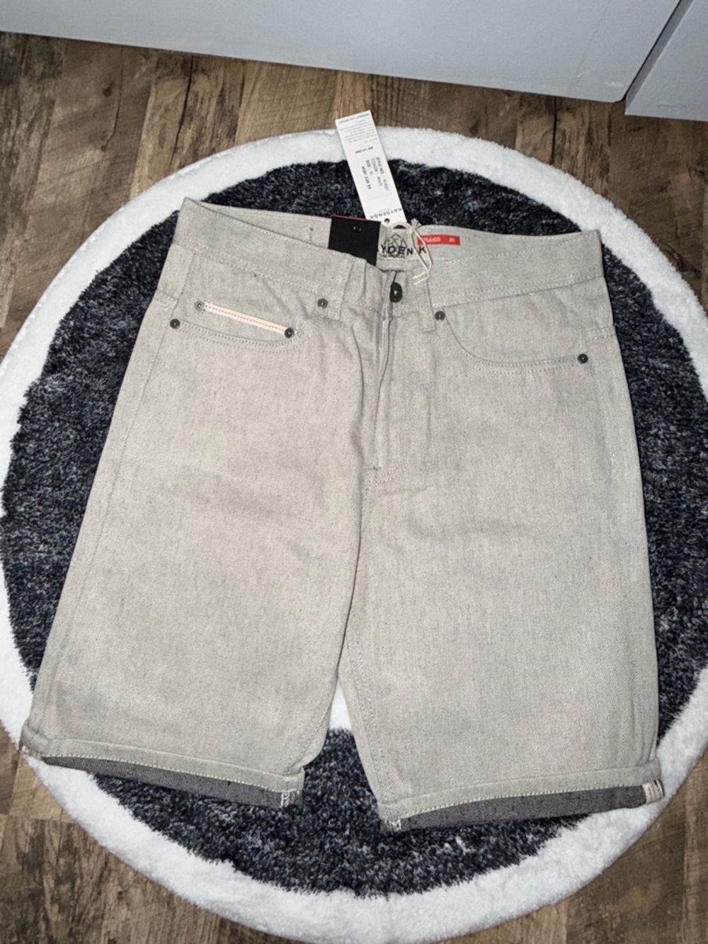 Men's Light Gray Denim Jean Shorts - Casual Straight Fit